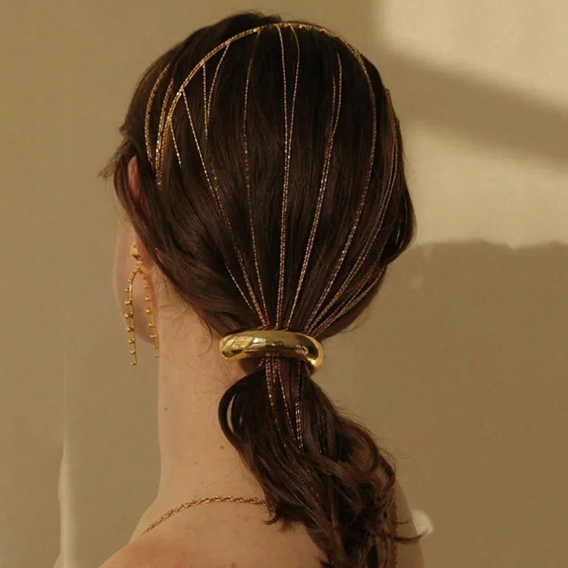 Voluminous Gold-Accented Hair Bands